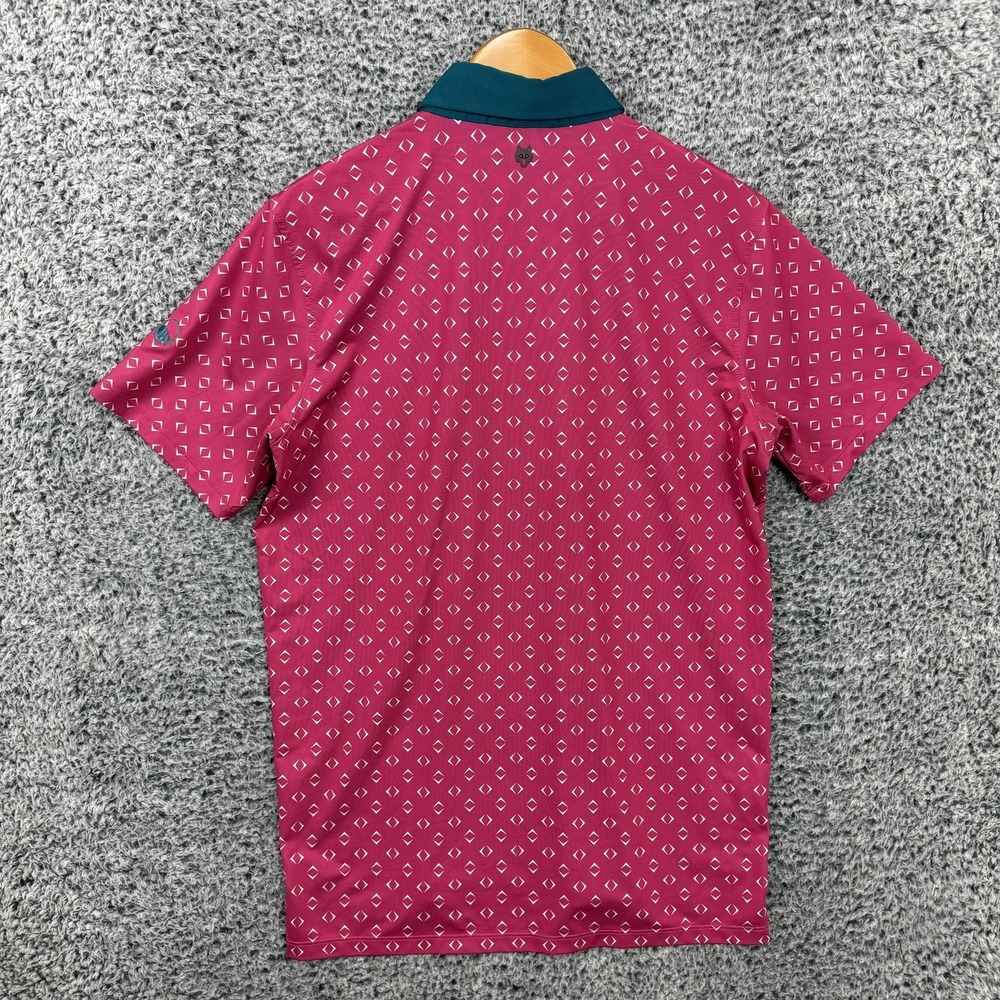 Greyson Shirt Mens Medium Pink Geometric Print Golf Polo Contrast Collar Logo - Picture 2 of 10
